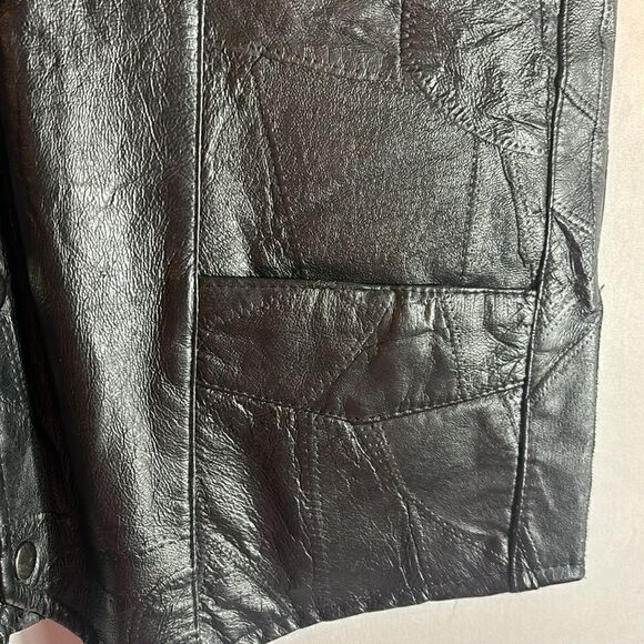 Leather Works Mens Snap Vest Motorcycle Biker Black - Picture 2 of 7